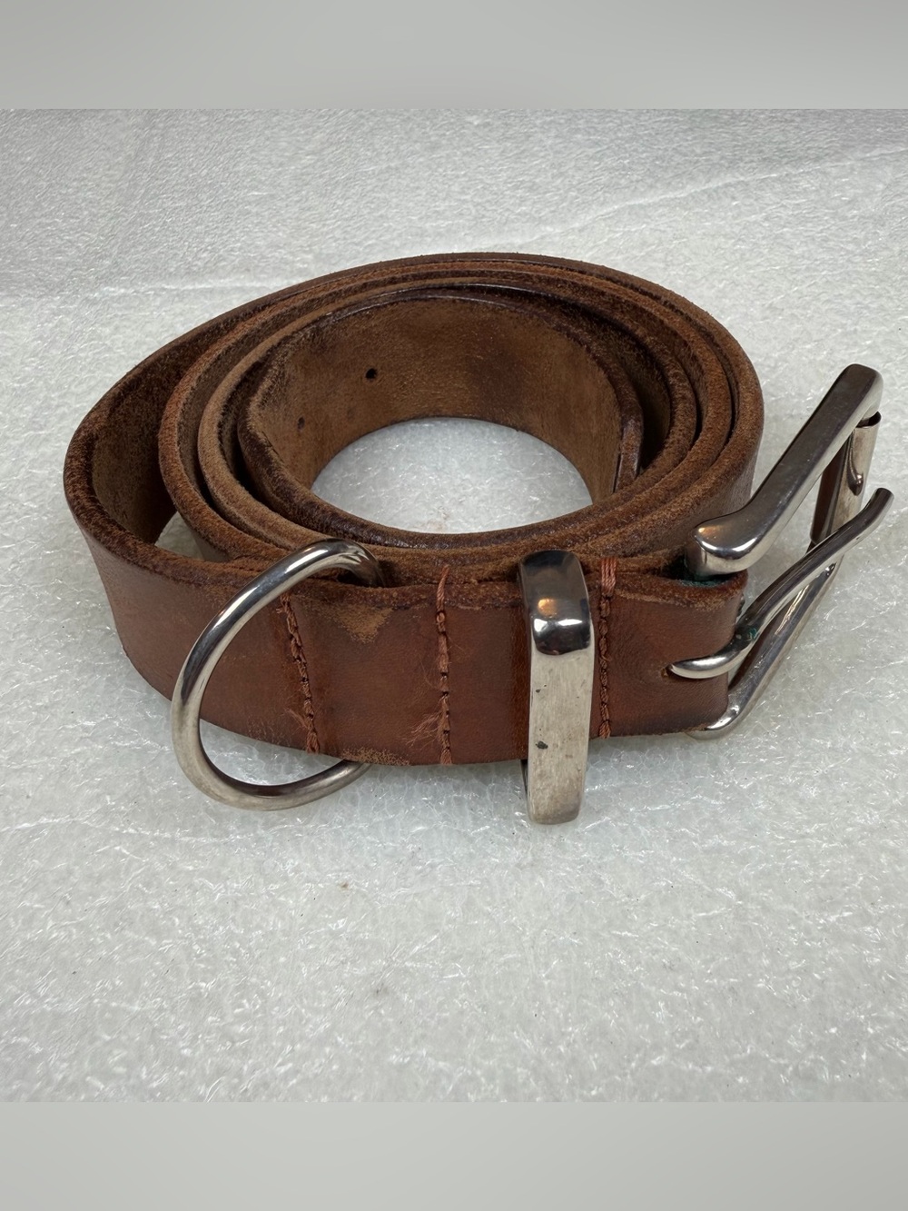 Vintage Polo Ralph Lauren Men’s 38 Brown Leather Clasp And D-Ring Belt note